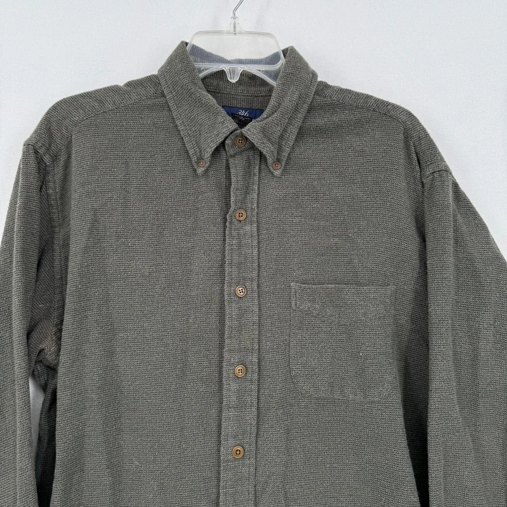 Brooks Brothers‎ 346 Men's Green Textured Button Down Shirt Size L Soft Cotton